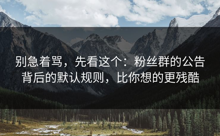 别急着骂,先看这个:粉丝群的公告背后的默认规则,比你想的更残酷 别急着骂,先看这个:粉丝群的公告背后的默认规则,比你想的更残酷