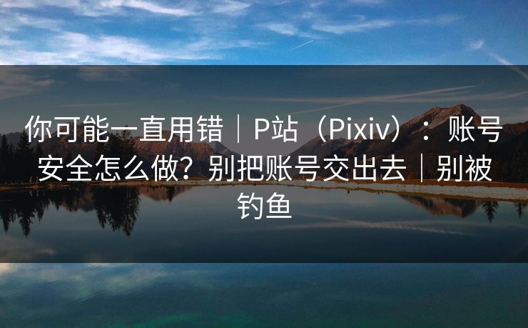 你可能一直用错｜P站（Pixiv）：账号安全怎么做？别把账号交出去｜别被钓鱼
